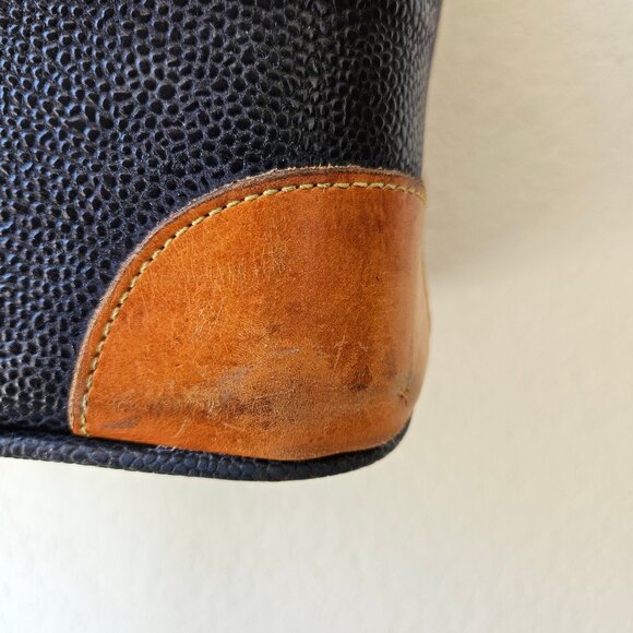 Bric's Luggage Genuine Leather Italy Pebbled Navy Blue Duffle Bag Hard Base 22" - Picture 3 of 14